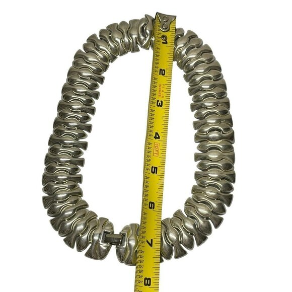 Vintage NAPIER Silver Tone Link Costume Statement Necklace Signed Napier On Back - Picture 2 of 5